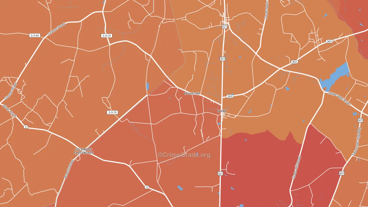 29932, SC Map of Vehicle Theft Rates