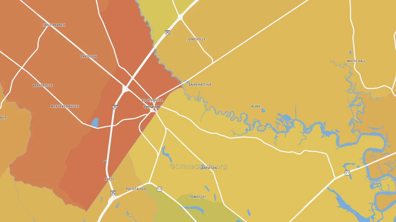 29945, SC Map of Vehicle Theft Rates