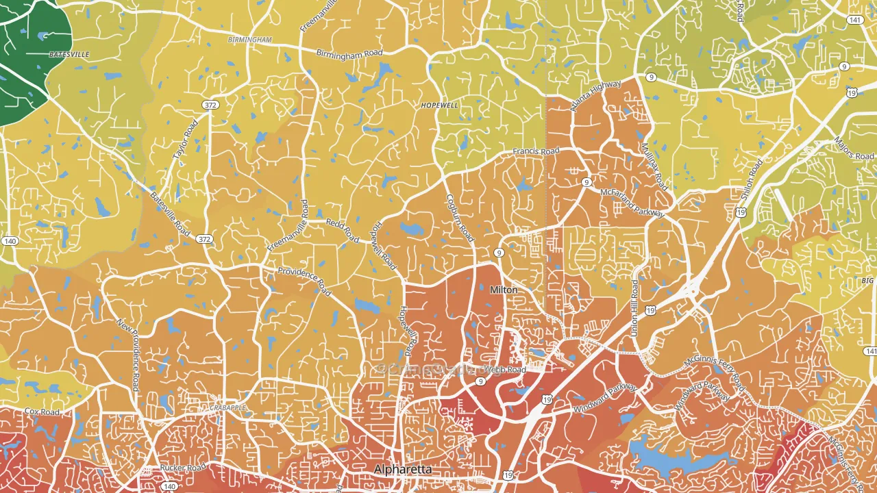 30004, GA Map of Vehicle Theft Rates