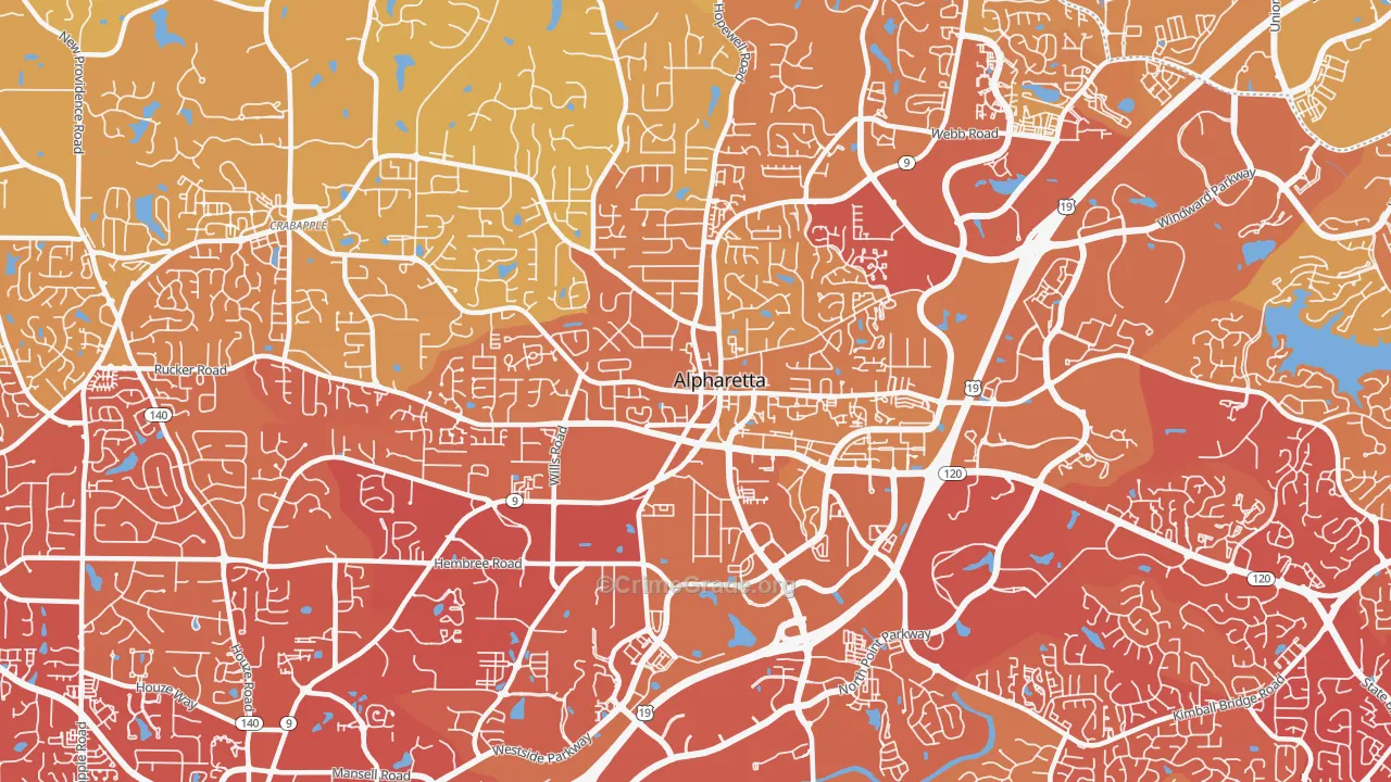 30009, GA Map of Vehicle Theft Rates