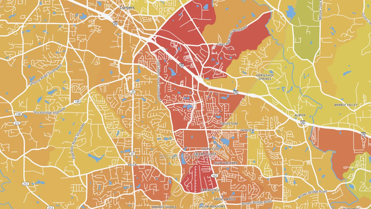 30013, GA Map of Vehicle Theft Rates