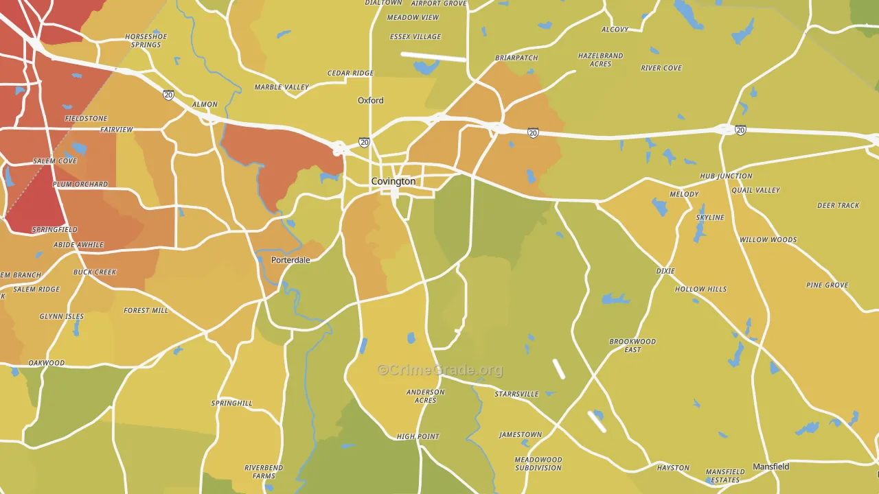 30014, GA Map of Vehicle Theft Rates