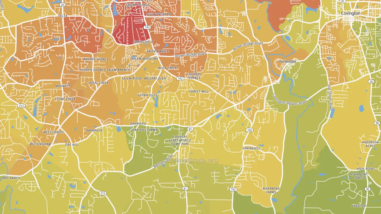 30016, GA Map of Vehicle Theft Rates