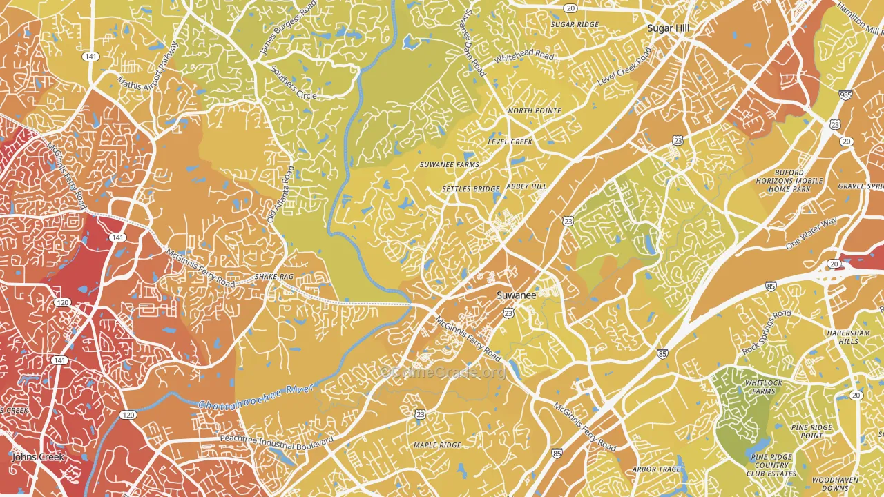 30024, GA Map of Vehicle Theft Rates