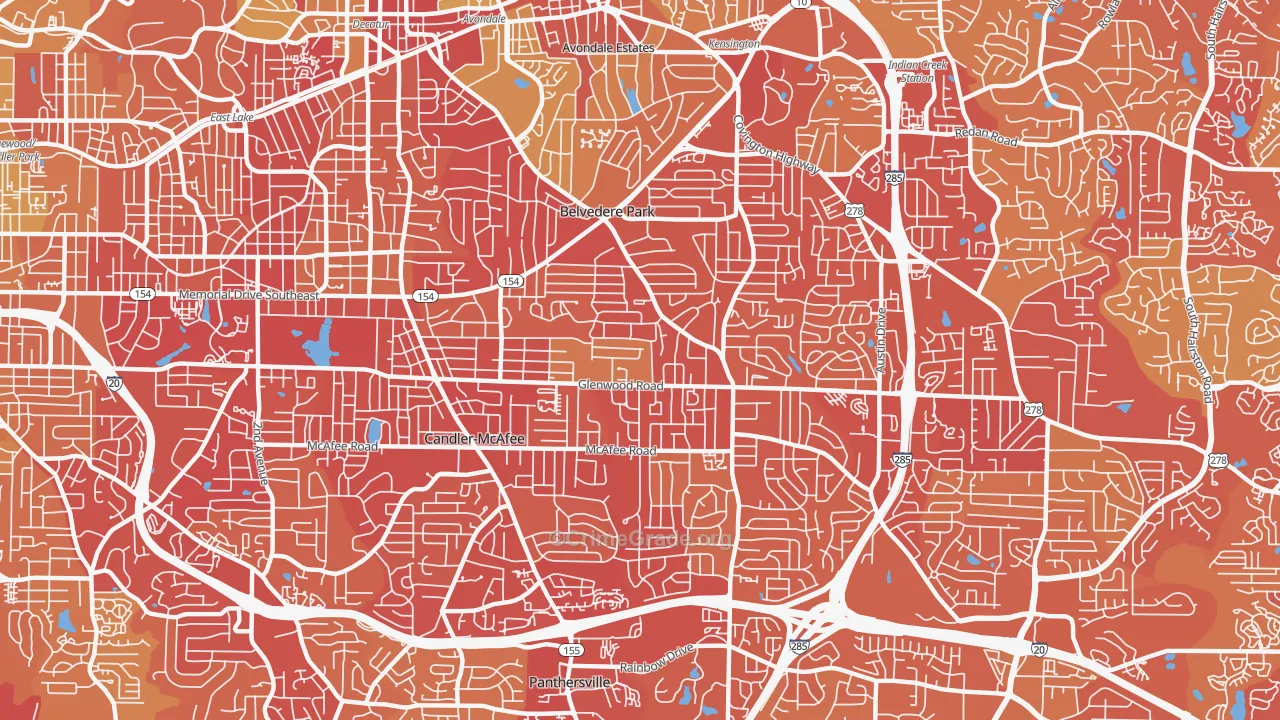 30032, GA Map of Vehicle Theft Rates