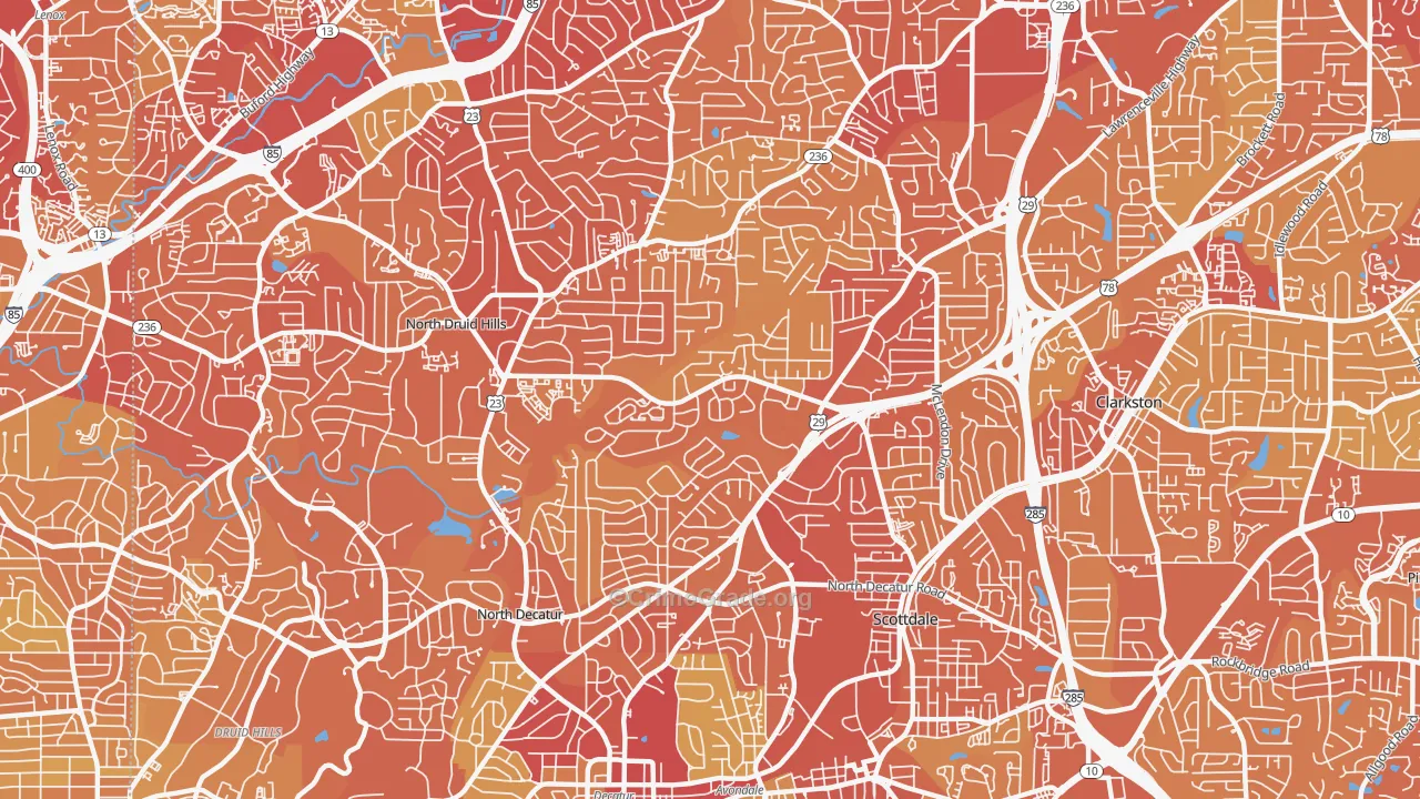 30033, GA Map of Vehicle Theft Rates