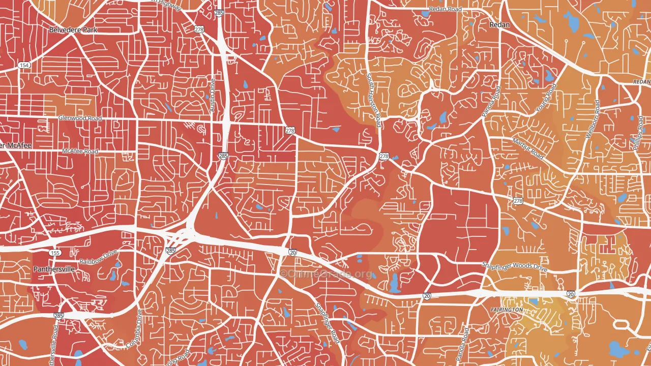30035, GA Map of Vehicle Theft Rates