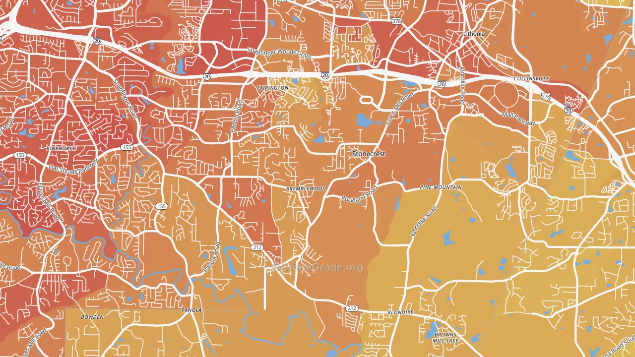 30038, GA Map of Vehicle Theft Rates