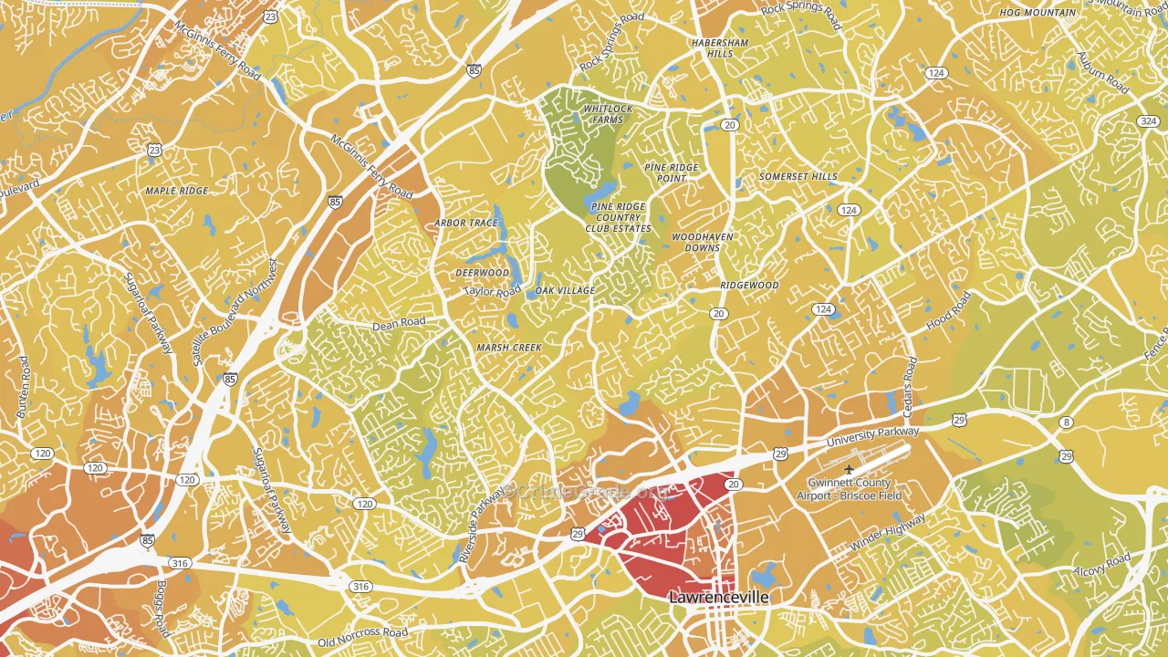 30043, GA Map of Vehicle Theft Rates