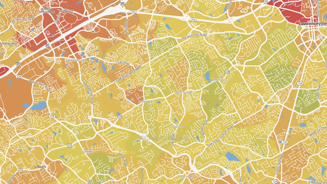 30044, GA Map of Vehicle Theft Rates