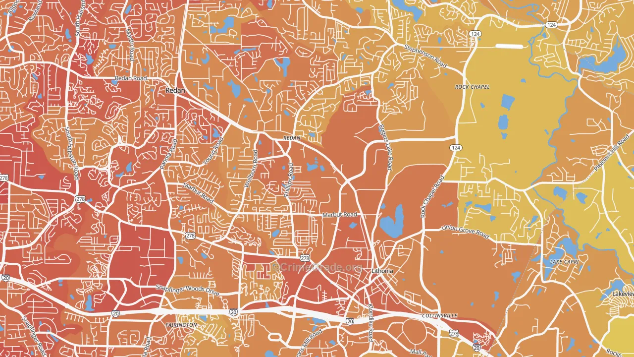 30058, GA Map of Vehicle Theft Rates