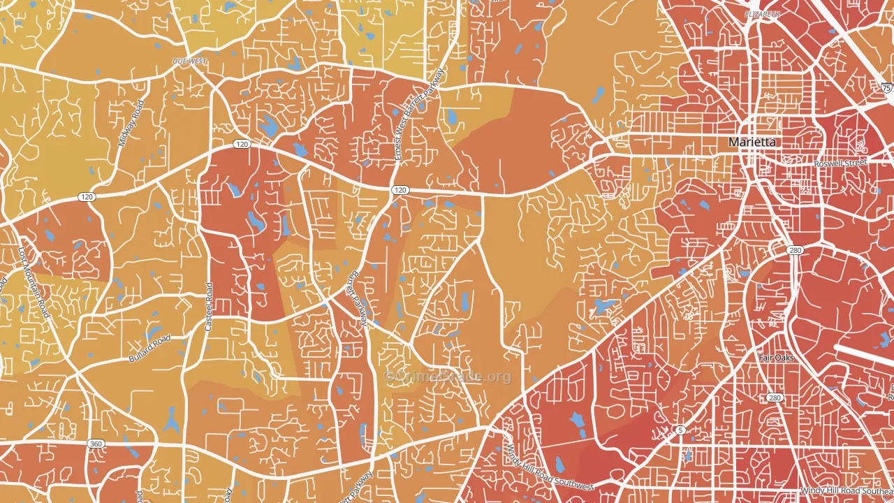 30064, GA Map of Vehicle Theft Rates