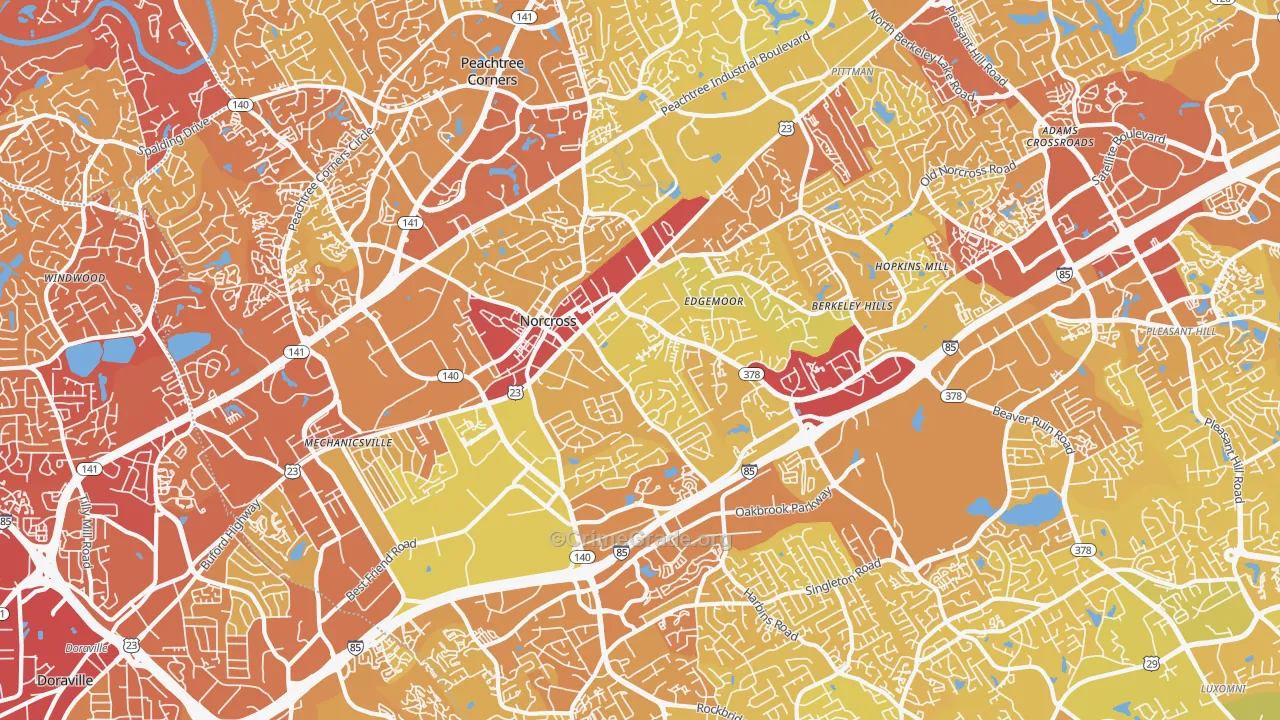 30071, GA Map of Vehicle Theft Rates