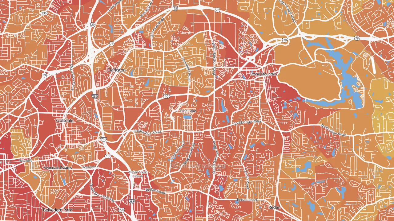 30083, GA Map of Vehicle Theft Rates