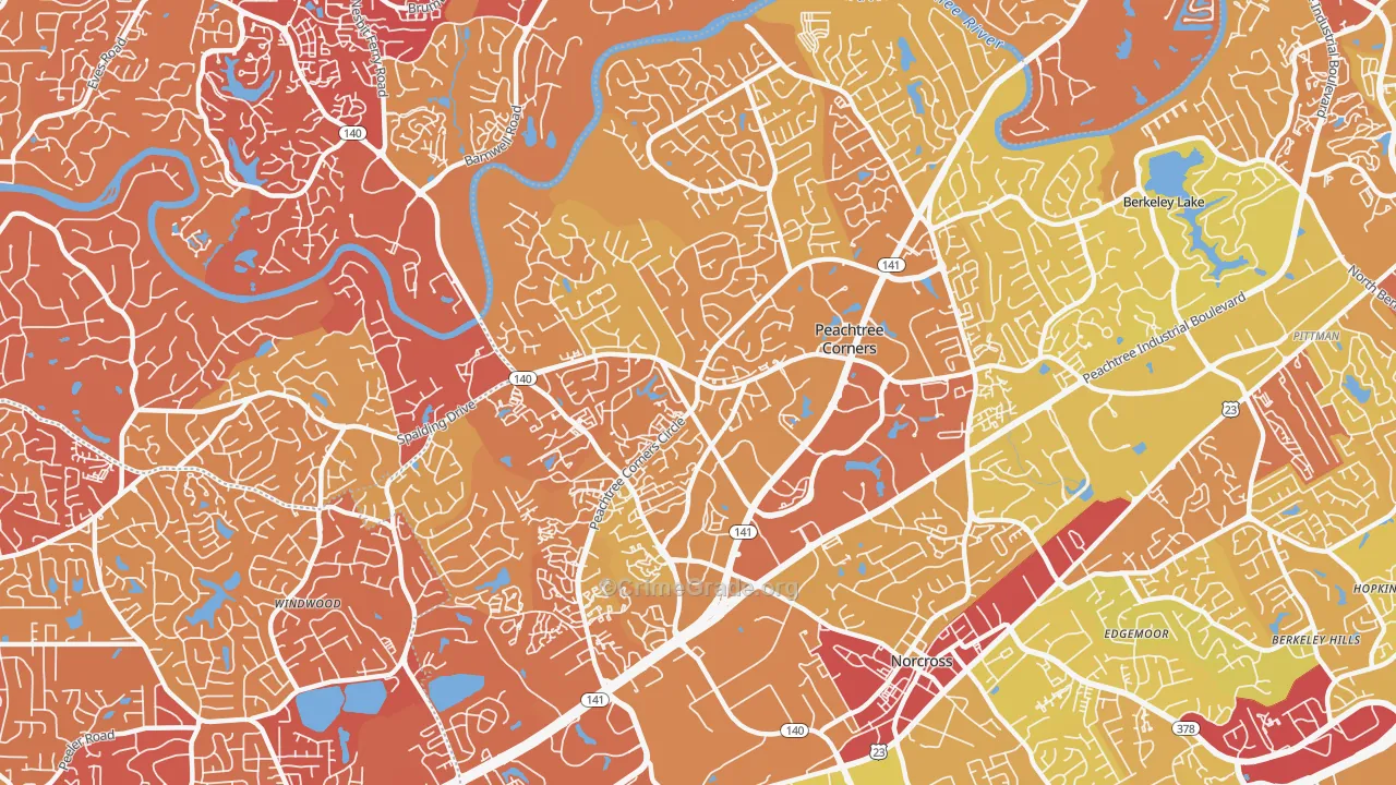 30092, GA Map of Vehicle Theft Rates