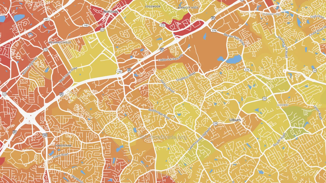 30093, GA Map of Vehicle Theft Rates