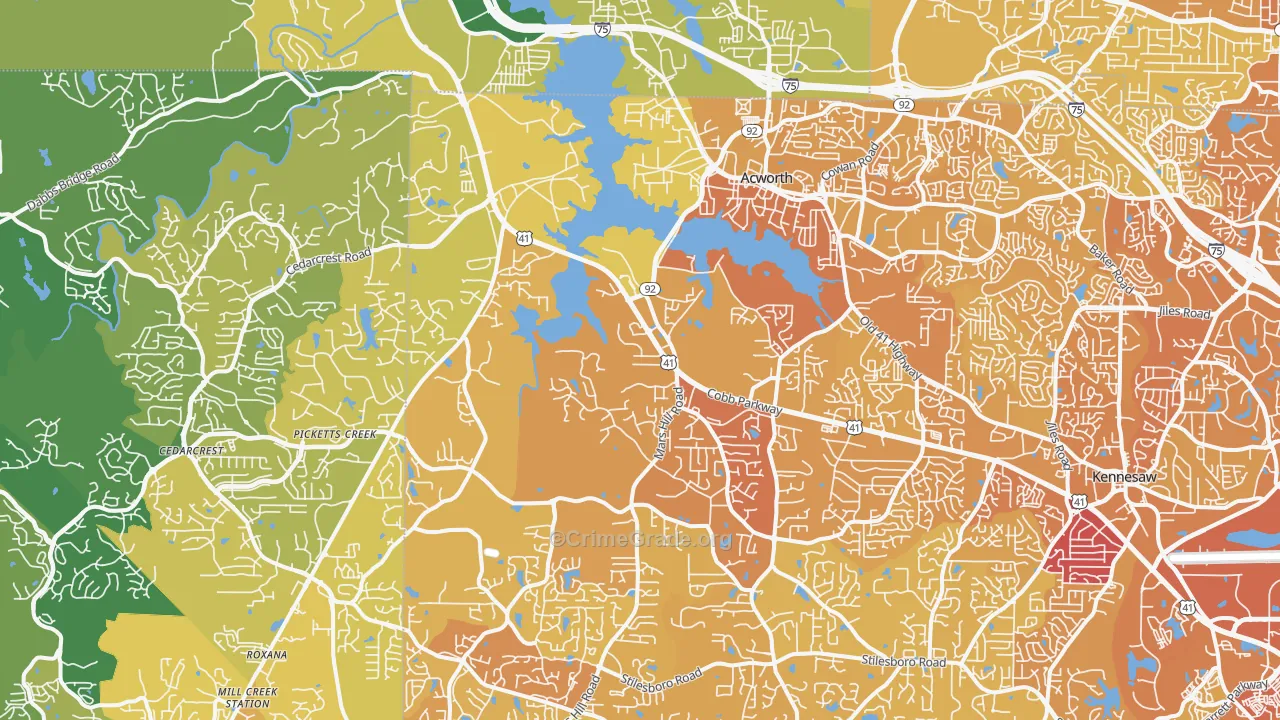 30101, GA Map of Vehicle Theft Rates