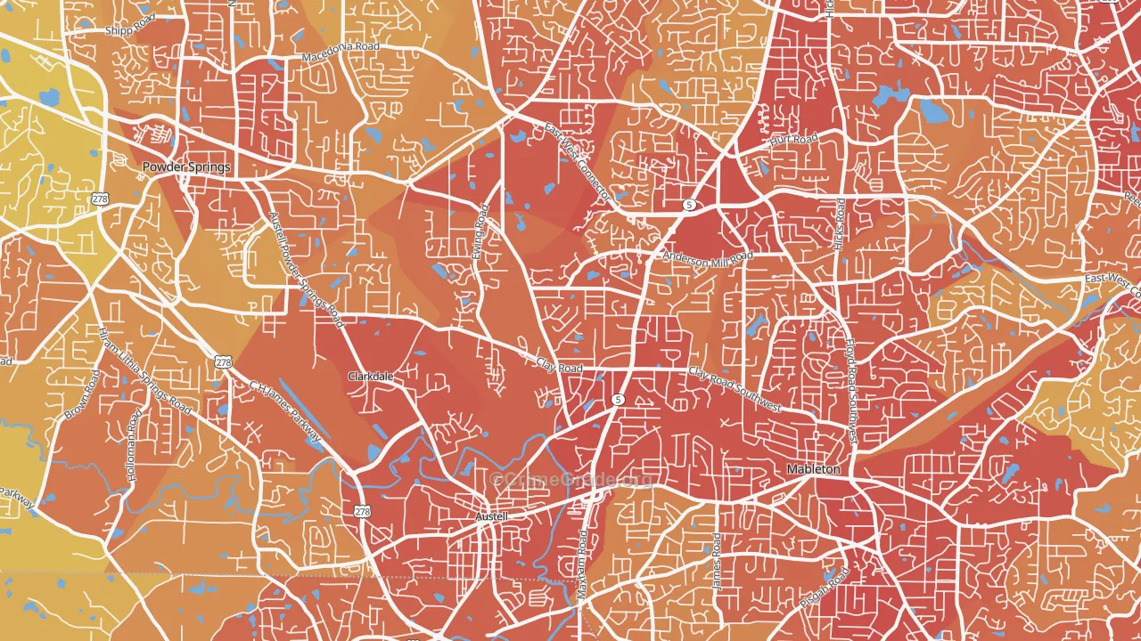 30106, GA Map of Vehicle Theft Rates
