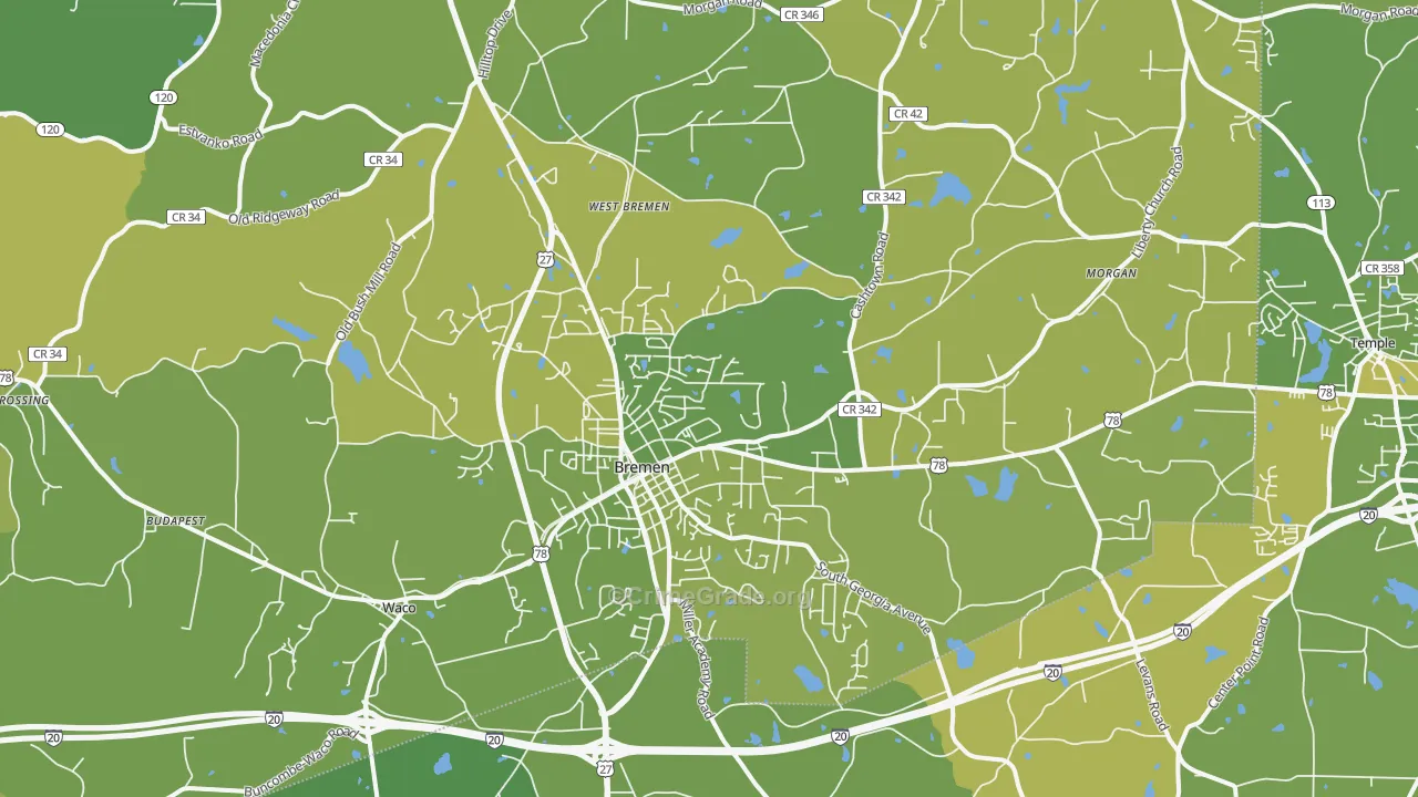 30110, GA Map of Vehicle Theft Rates