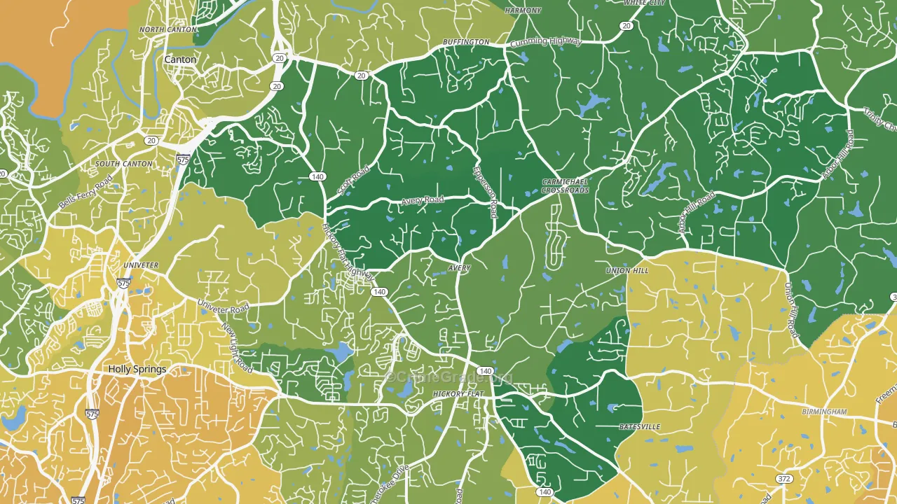 30115, GA Map of Vehicle Theft Rates