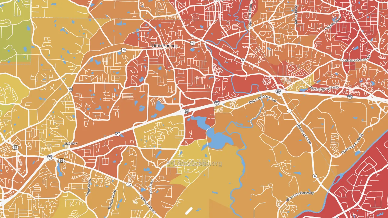 30122, GA Map of Vehicle Theft Rates