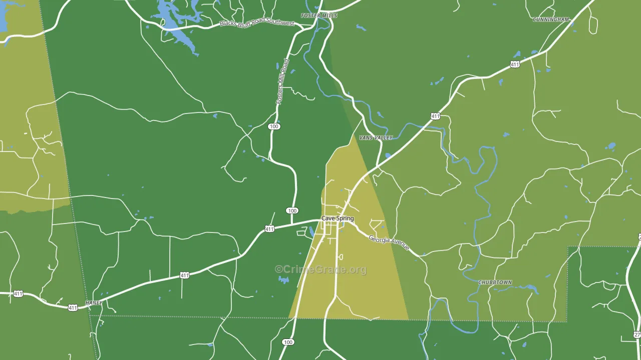 30124, GA Map of Vehicle Theft Rates