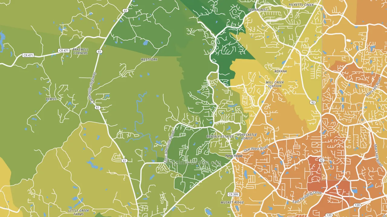 30132, GA Map of Vehicle Theft Rates
