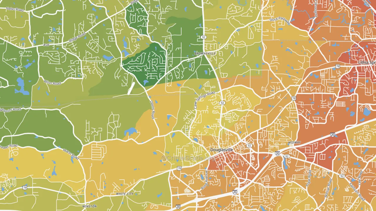 30134, GA Map of Vehicle Theft Rates