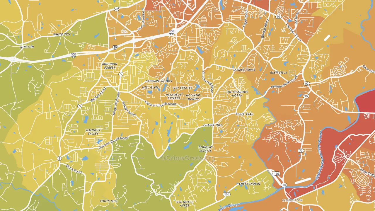 30135, GA Map of Vehicle Theft Rates