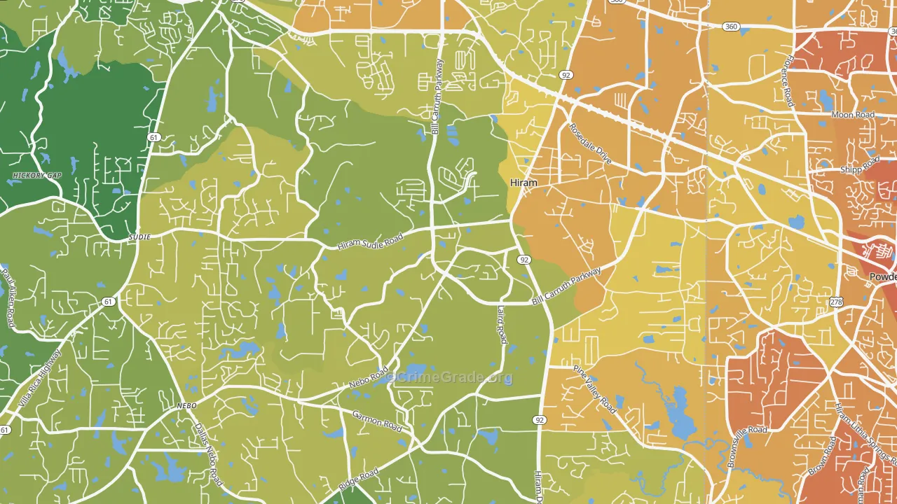 30141, GA Map of Vehicle Theft Rates