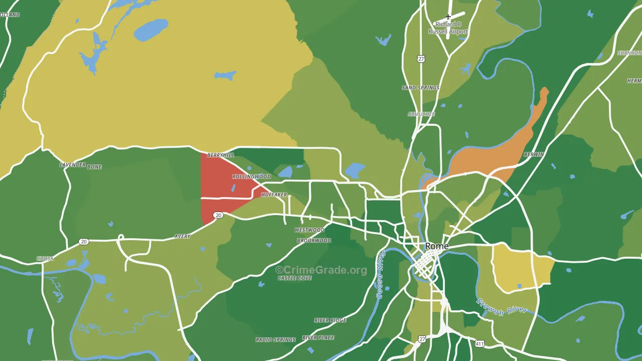 30165, GA Map of Vehicle Theft Rates