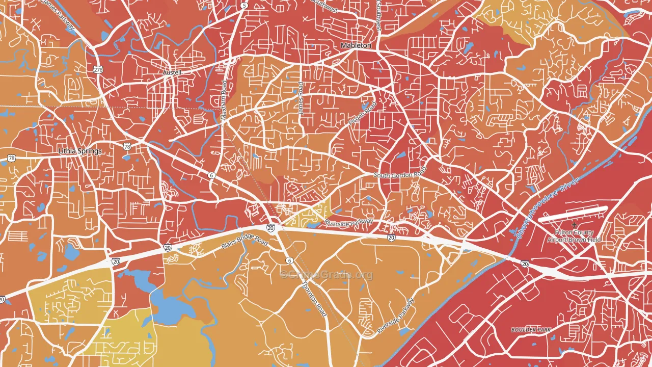 30168, GA Map of Vehicle Theft Rates