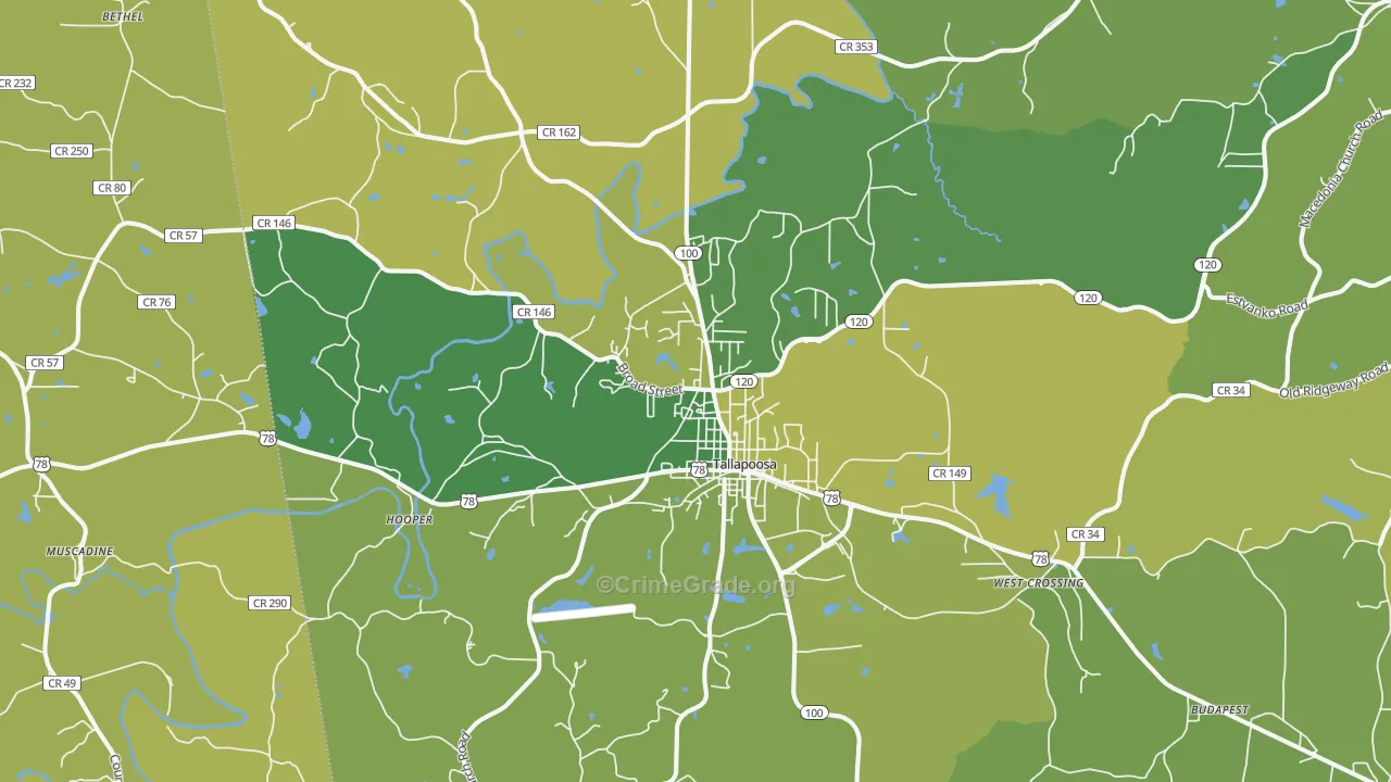 30176, GA Map of Vehicle Theft Rates