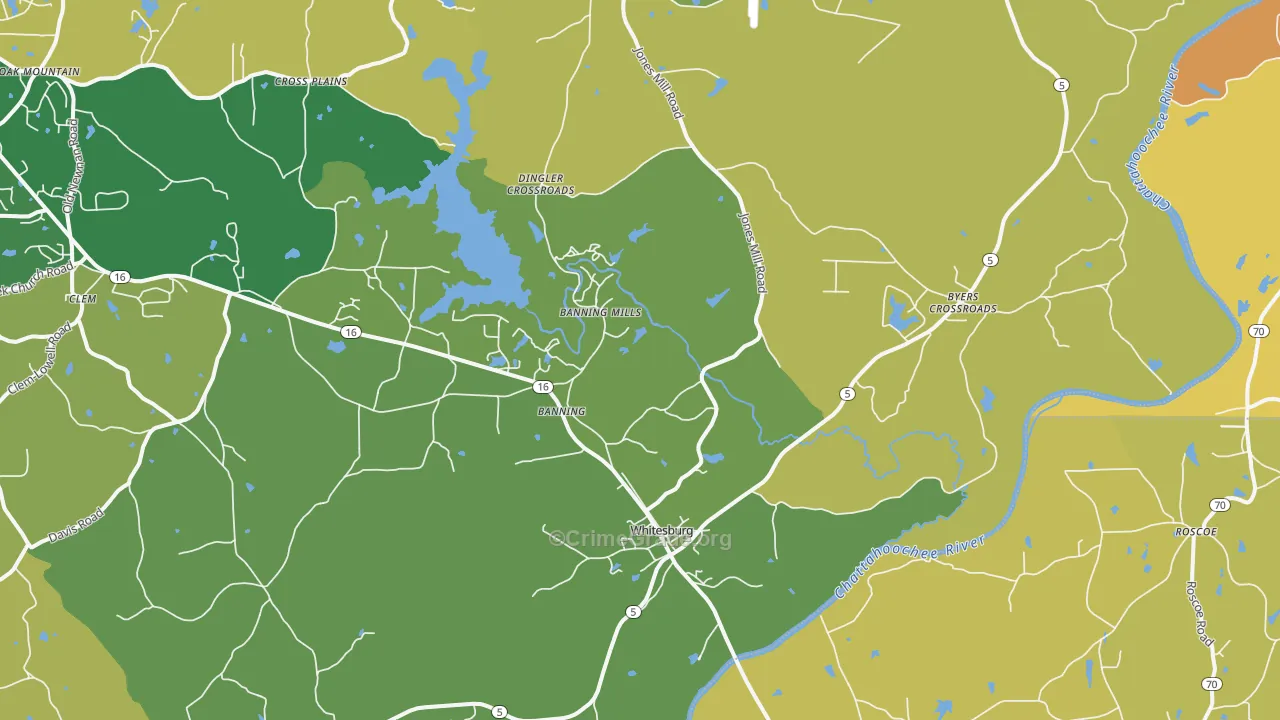 30185, GA Map of Vehicle Theft Rates