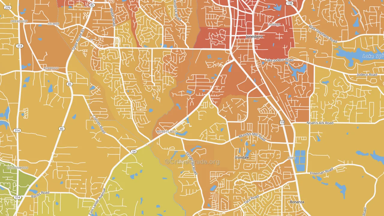 30238, GA Map of Vehicle Theft Rates