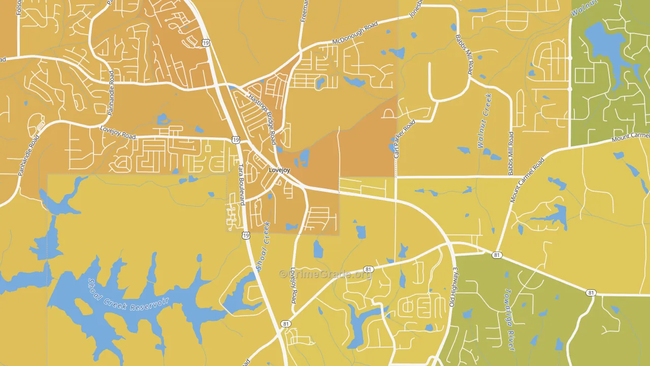 30250, GA Map of Vehicle Theft Rates