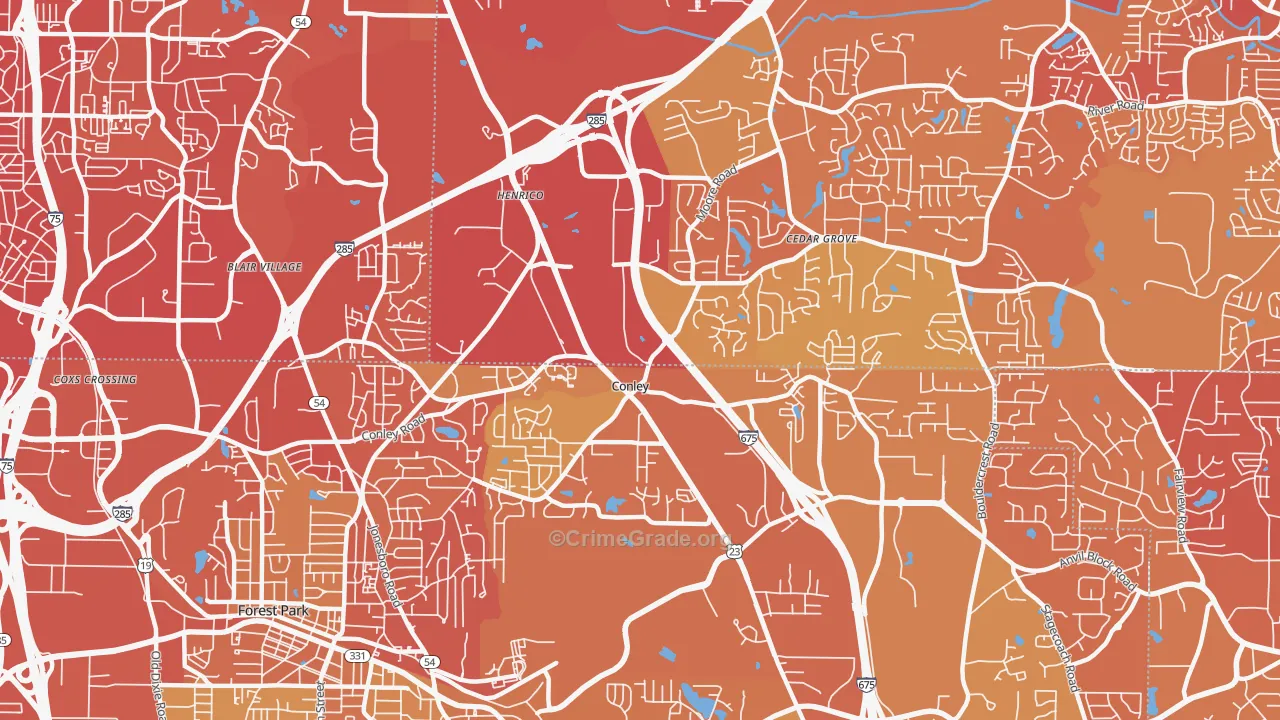 30288, GA Map of Vehicle Theft Rates