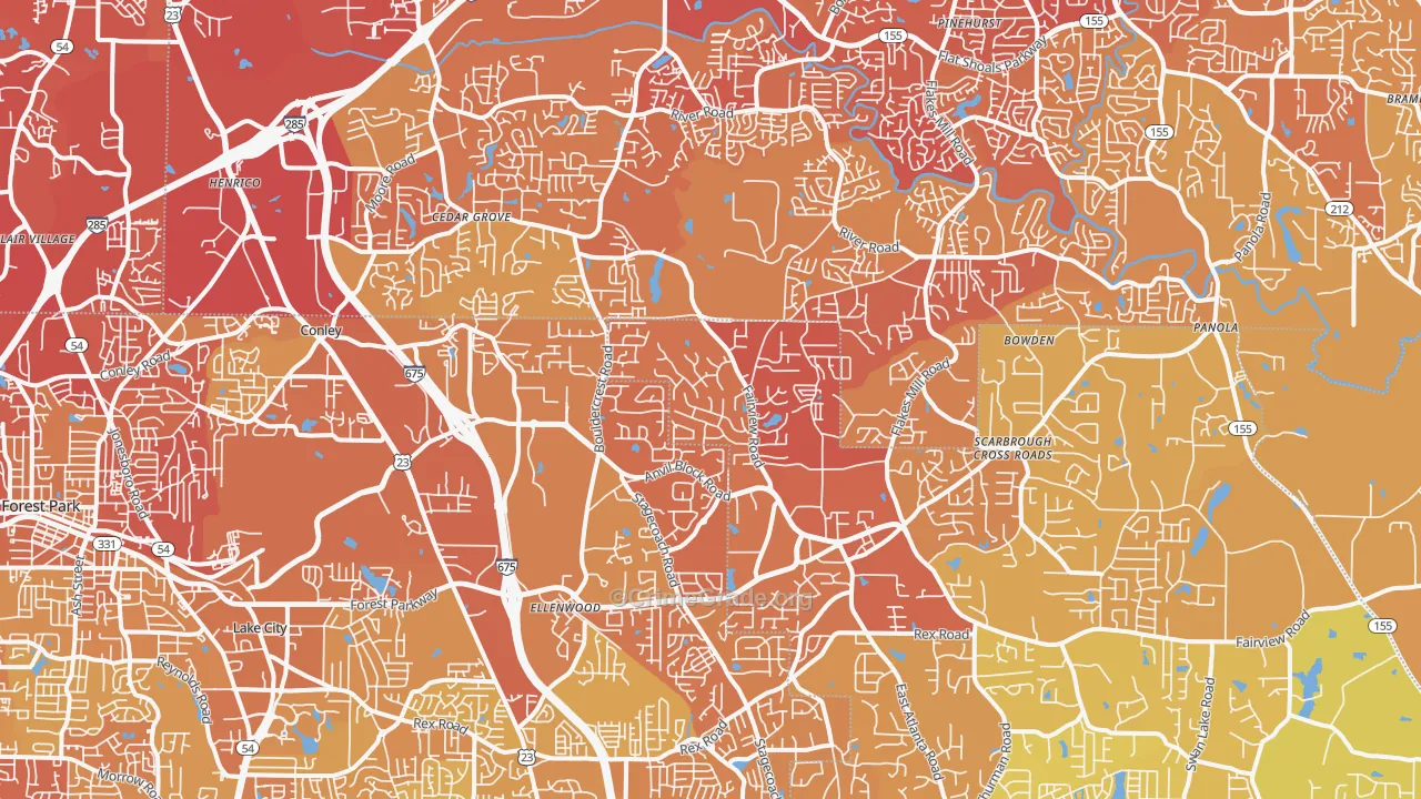 30294, GA Map of Vehicle Theft Rates