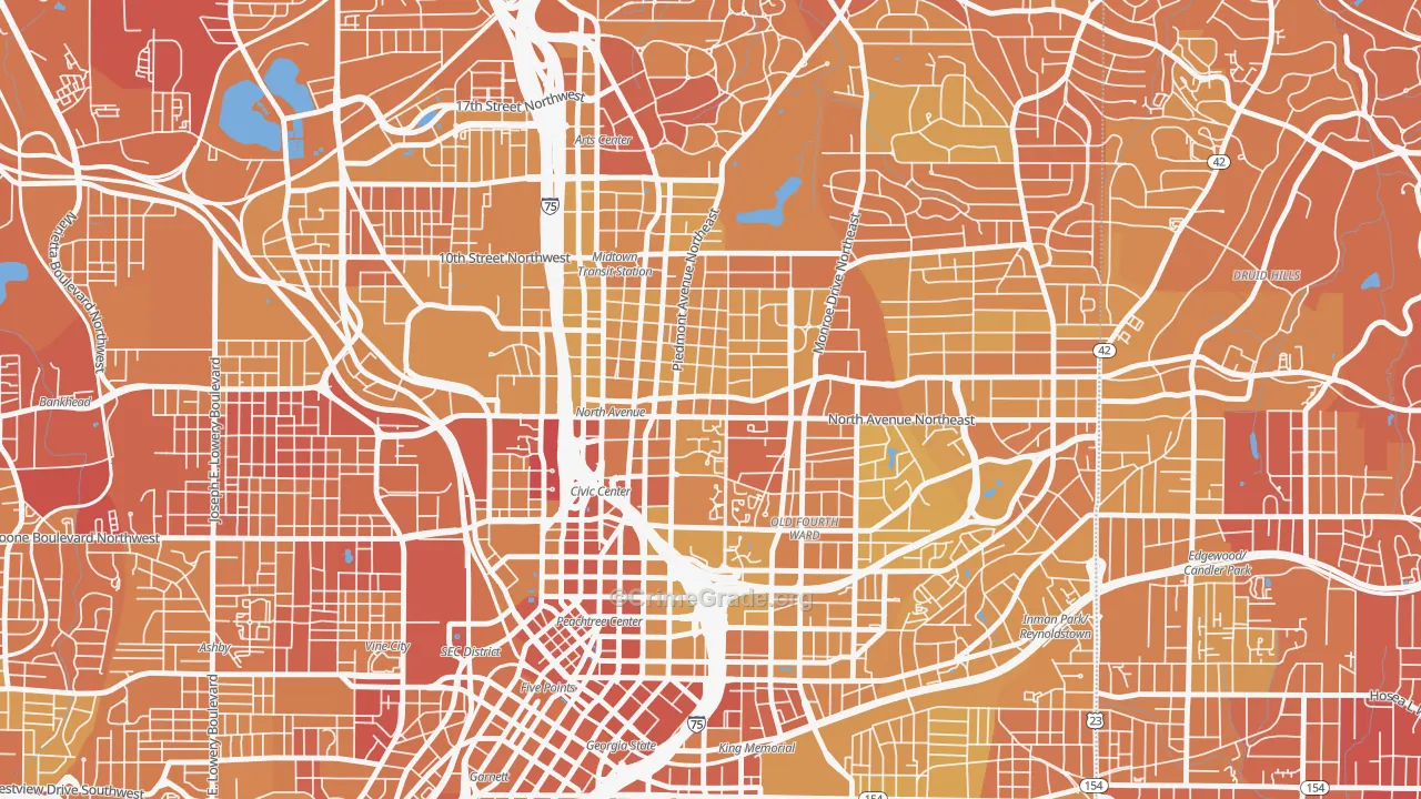 30308, GA Map of Vehicle Theft Rates