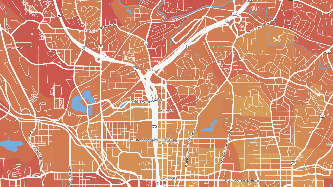 30309, GA Map of Vehicle Theft Rates