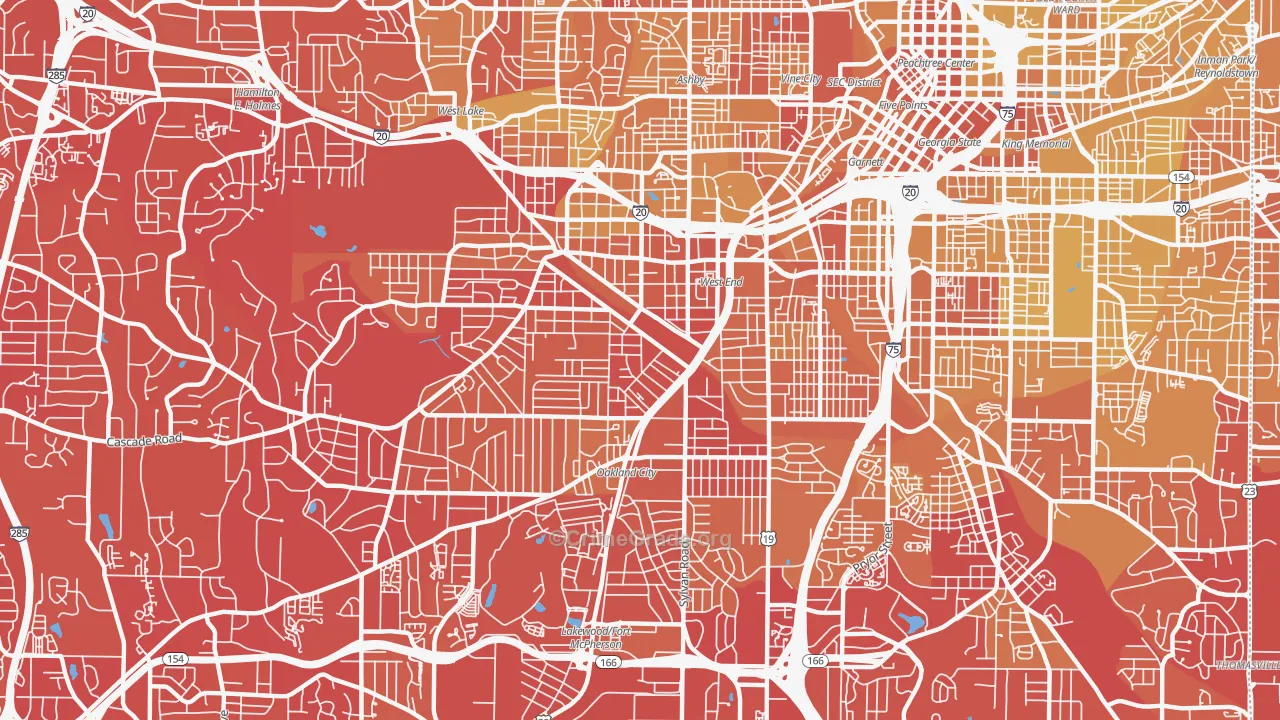 30310, GA Map of Vehicle Theft Rates