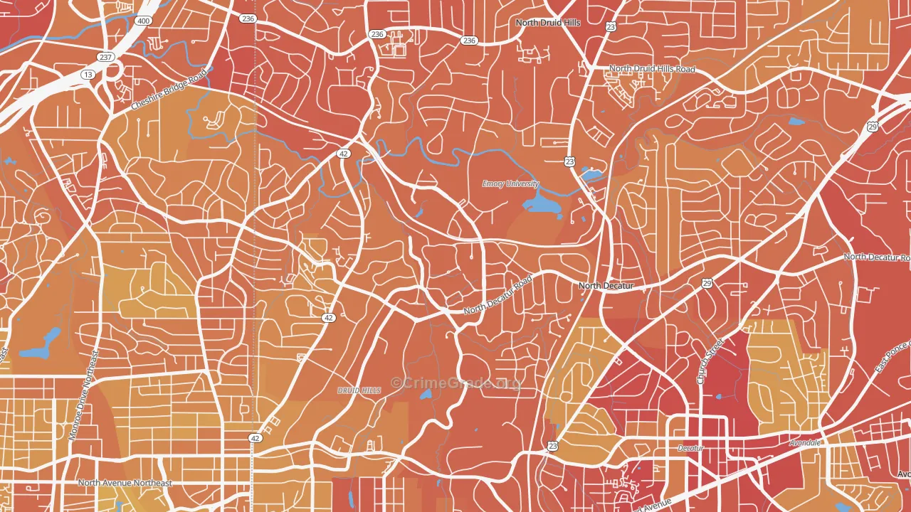 30322, GA Map of Vehicle Theft Rates