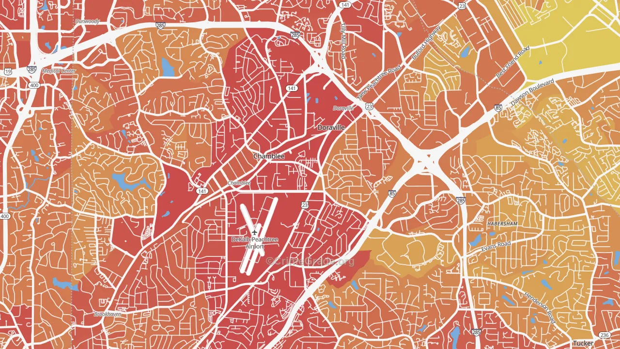 30341, GA Map of Vehicle Theft Rates
