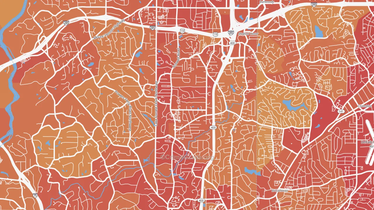 30342, GA Map of Vehicle Theft Rates