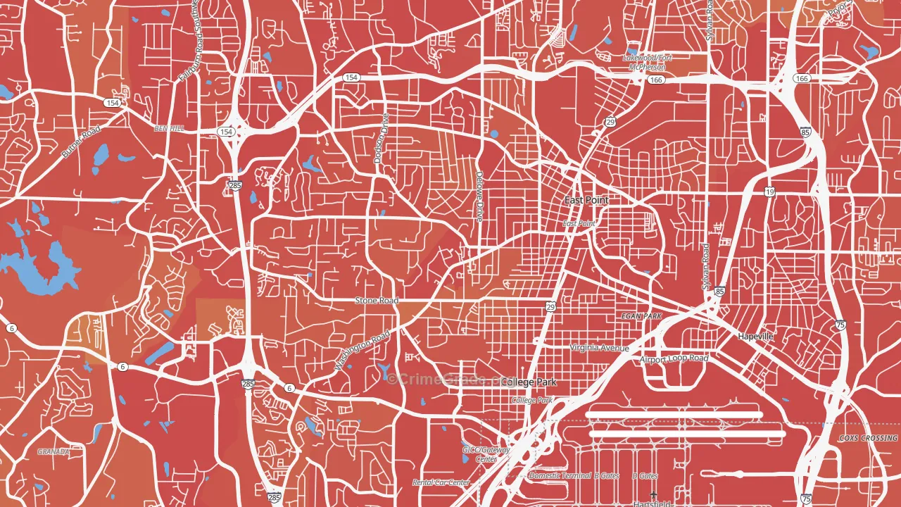 30344, GA Map of Vehicle Theft Rates
