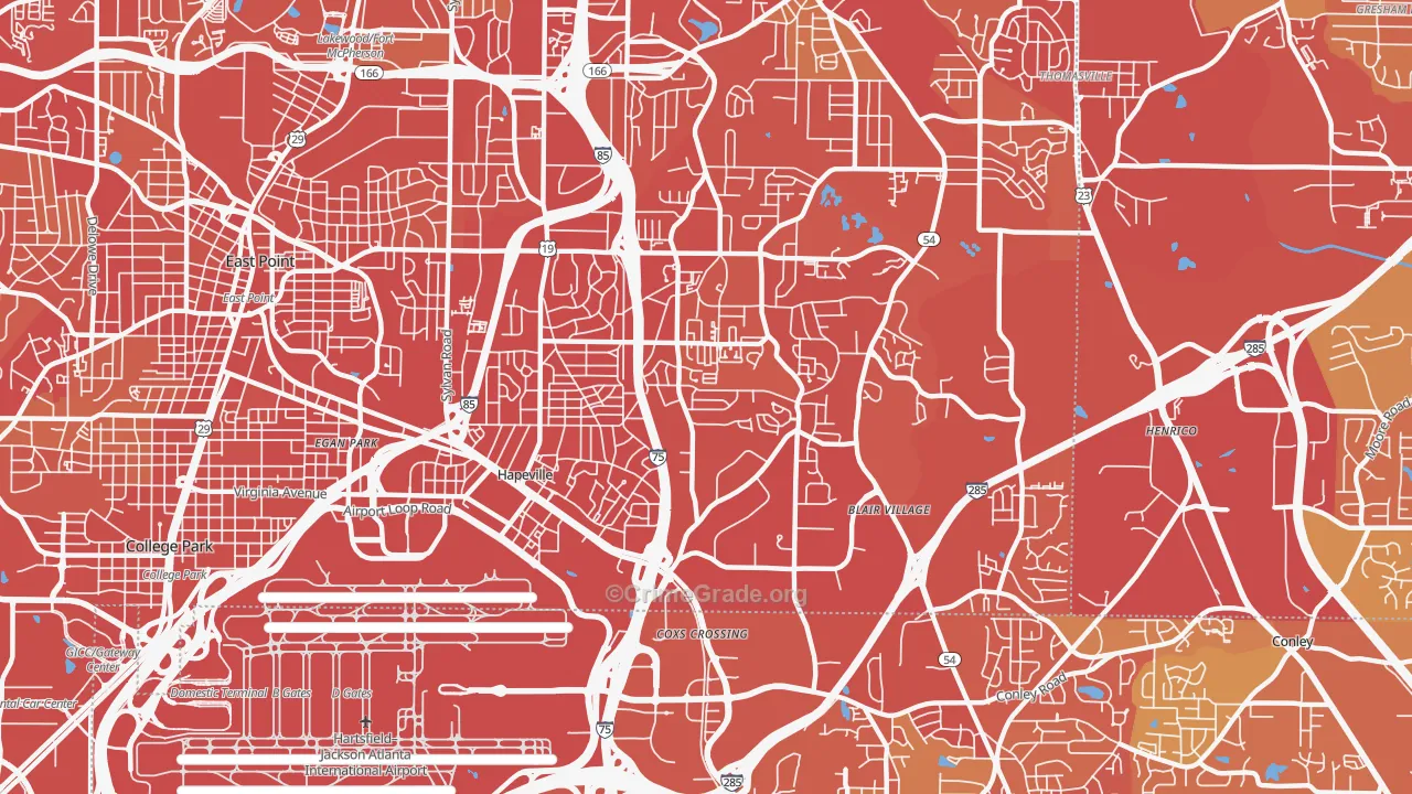 30354, GA Map of Vehicle Theft Rates