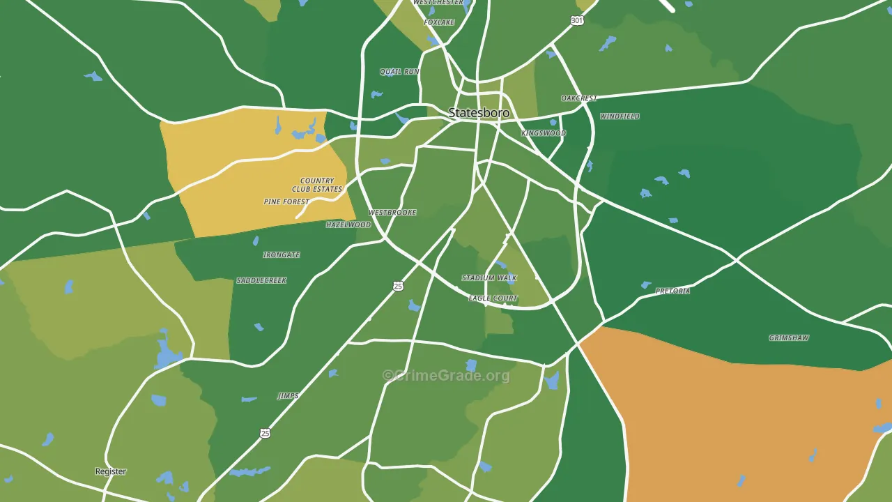 30458, GA Map of Vehicle Theft Rates
