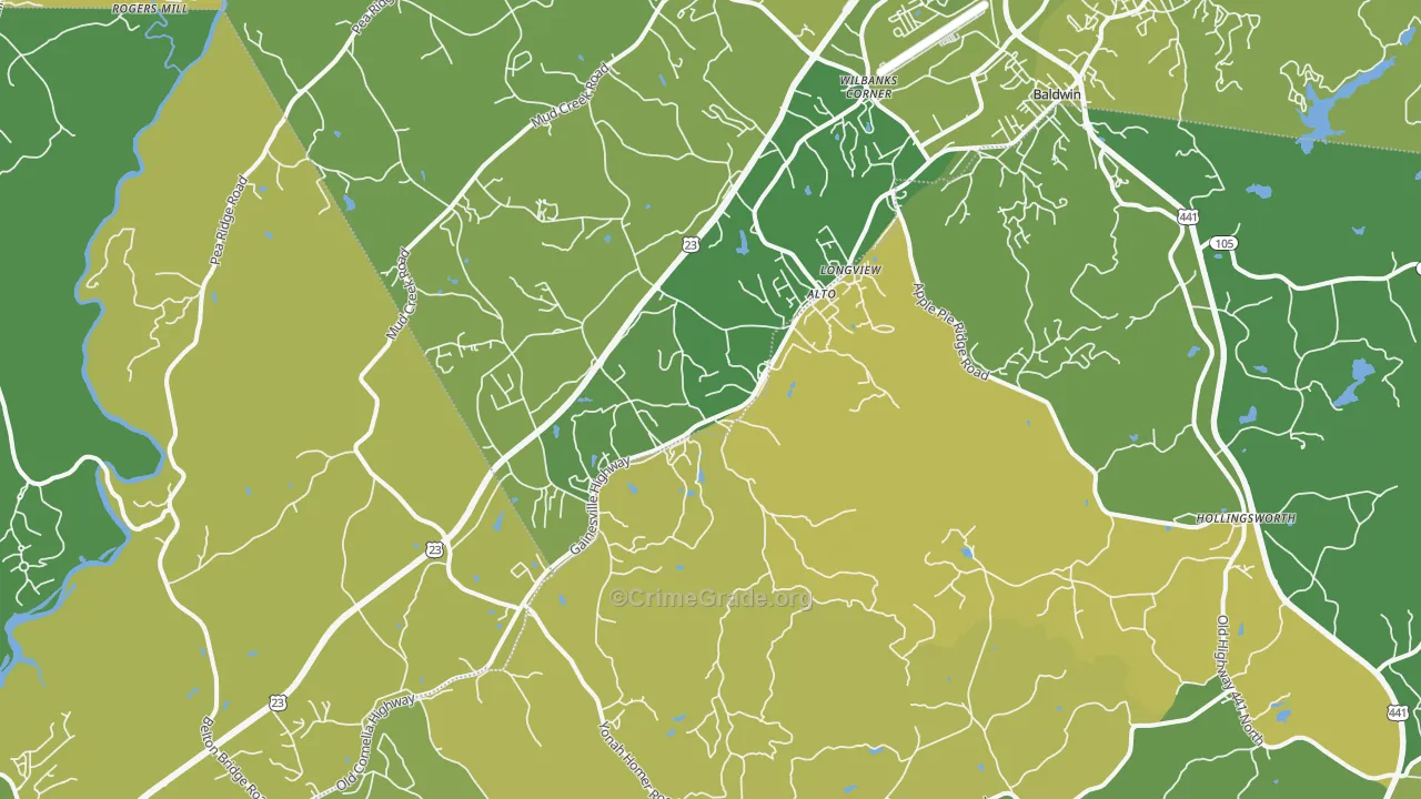 30510, GA Map of Vehicle Theft Rates