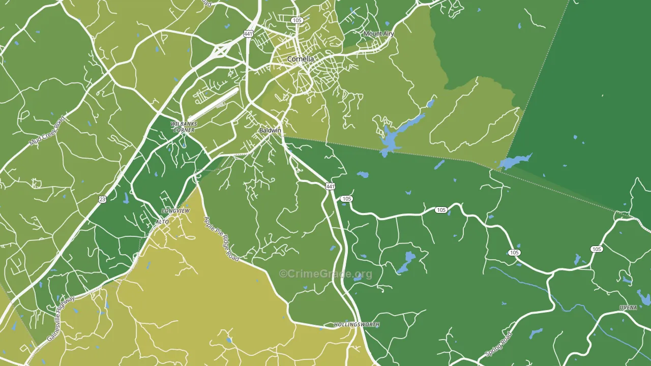 30511, GA Map of Vehicle Theft Rates