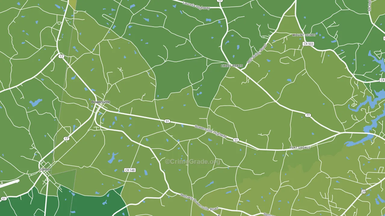 30516, GA Map of Vehicle Theft Rates